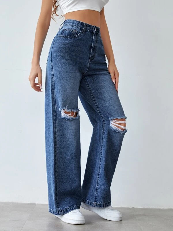 Drip Ripped Ice Blue Denim - DDL - 3058T STONE
