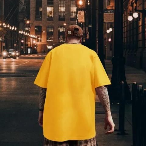 Men Printed Round Neck Yellow T-Shirt