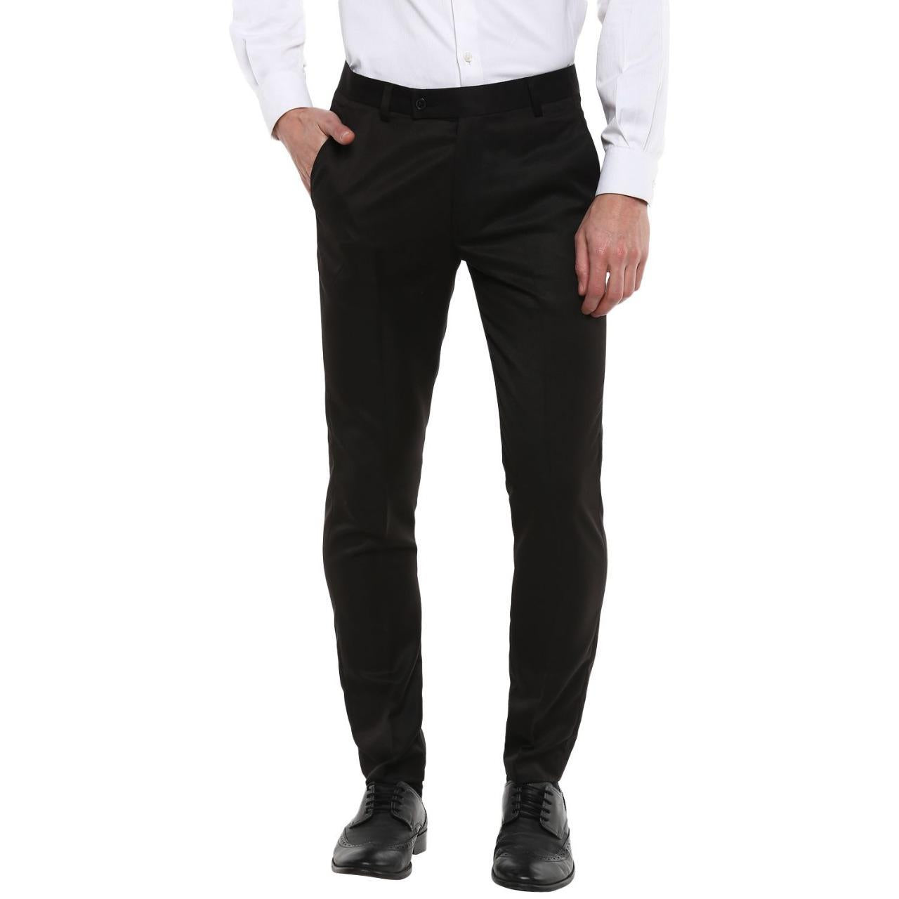 Lycra Blend Solid Slim Fit Mens Formal Trouser