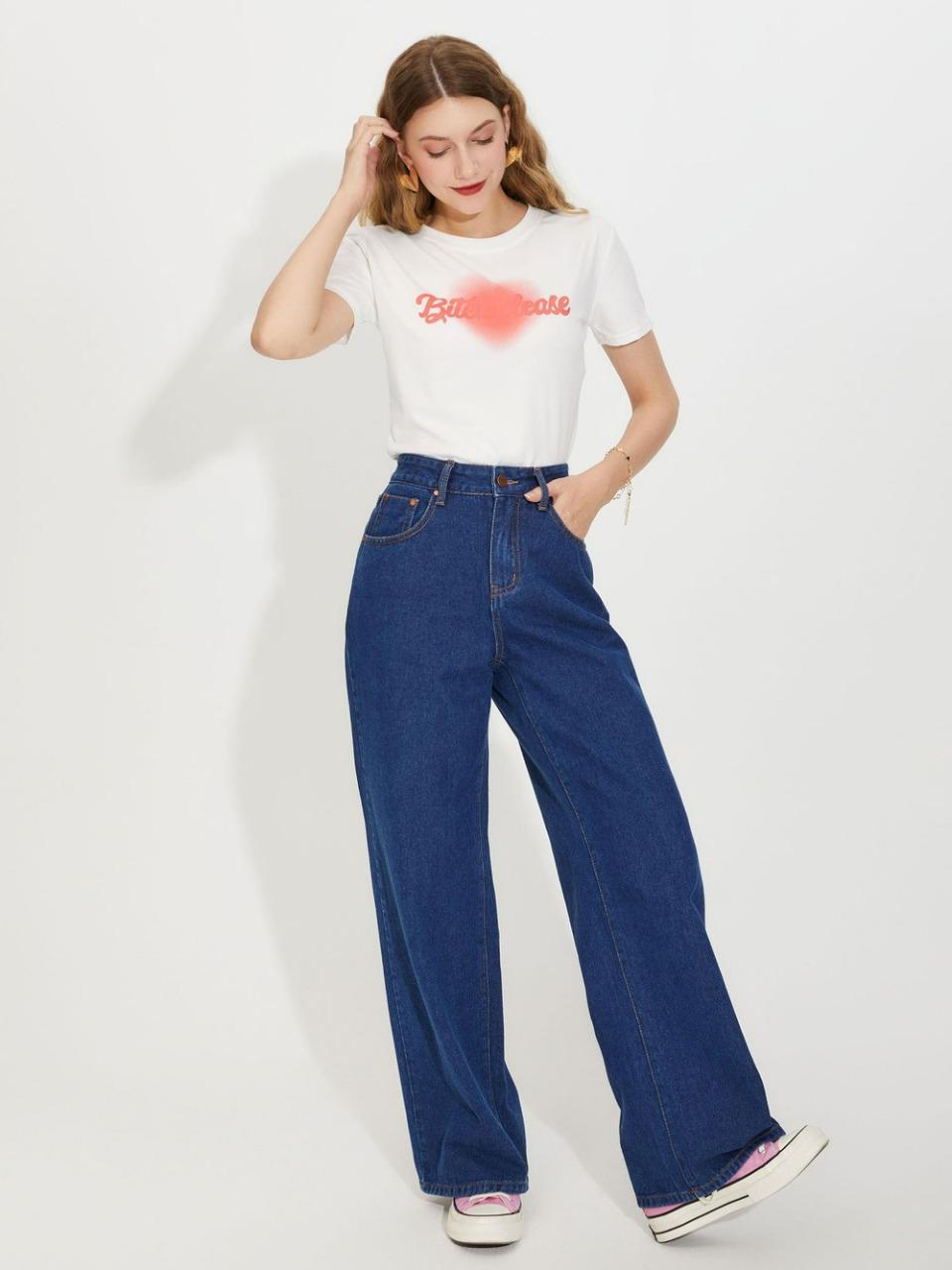 Women's Denim Solid Bell Bottom Jeans