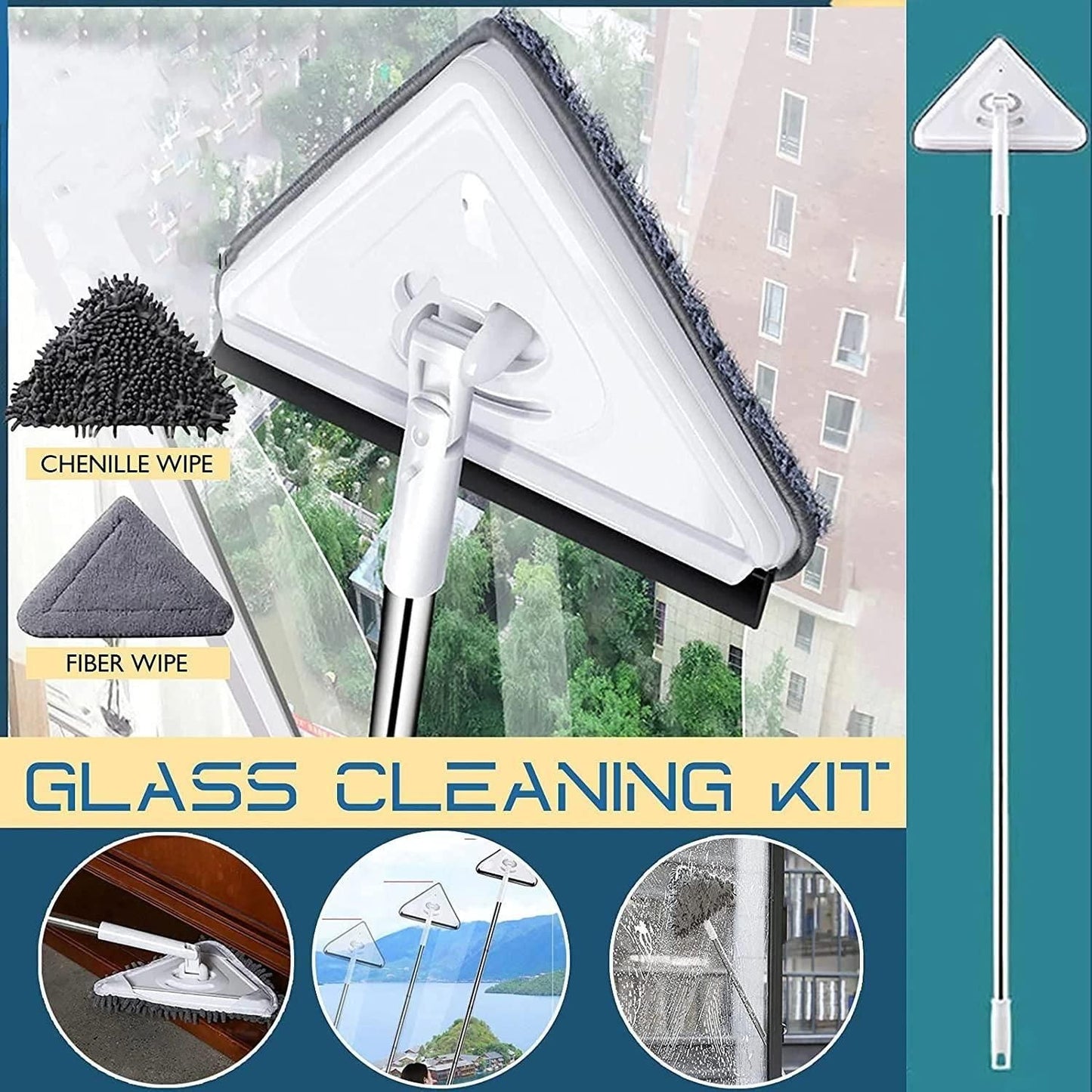 Rotatable Triangle Mop with Long Handle