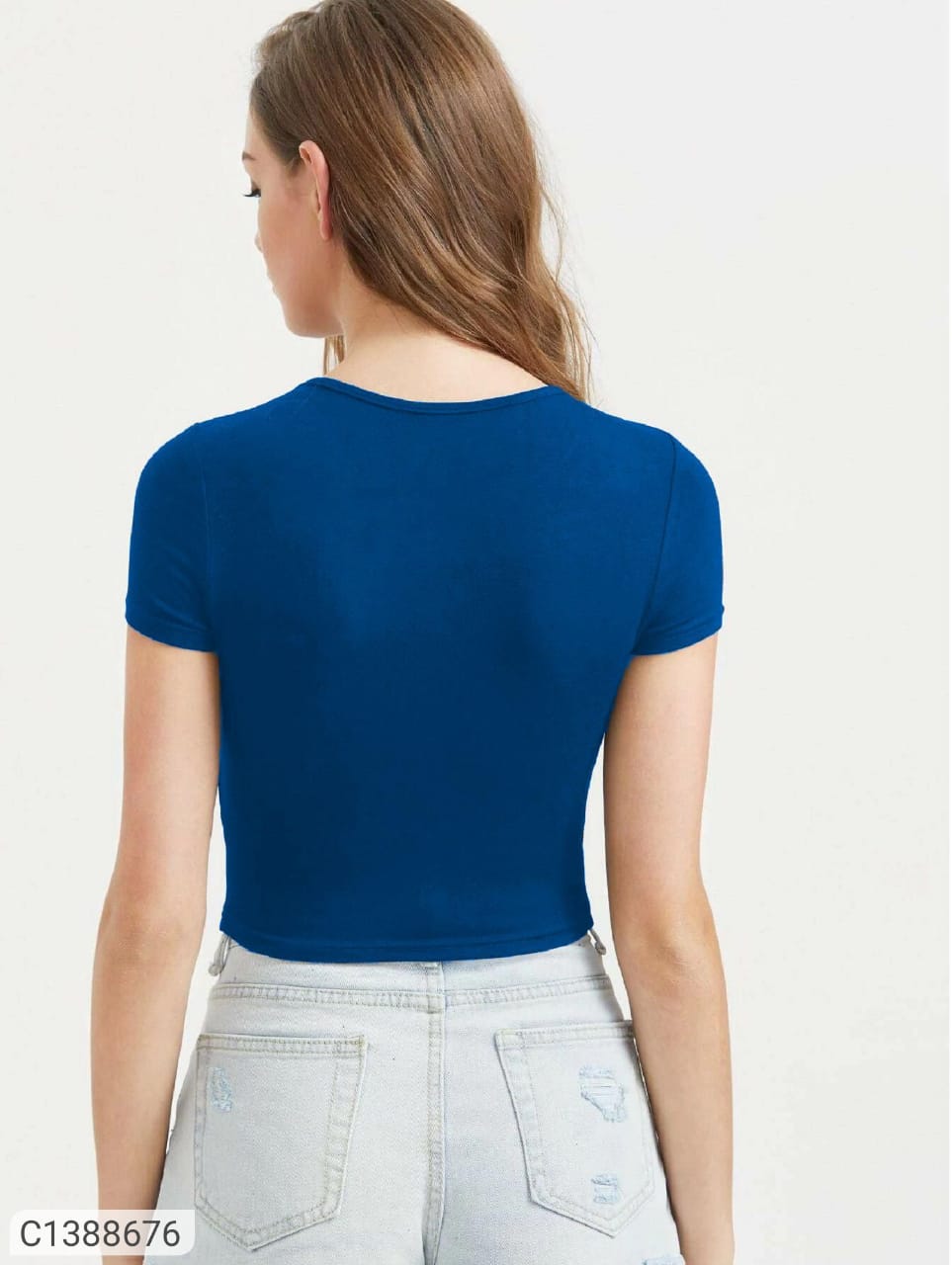 Blue scrop women T shirt