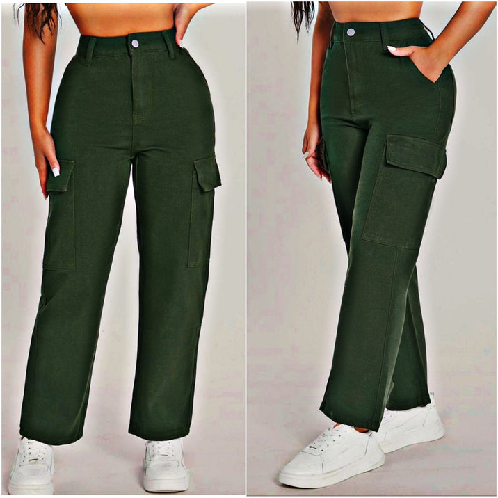 High-Rise Ripped Jeans Green