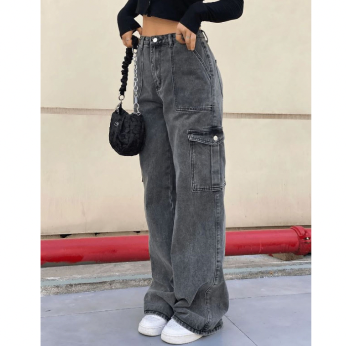 Good Girls GoneBad Cargo Denim - Grey - D-201