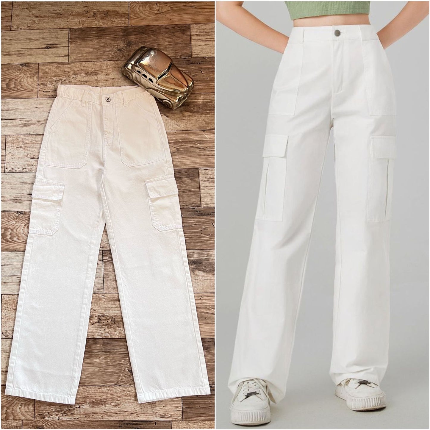 Wide Leg 6 Pocket Cargo Jeans