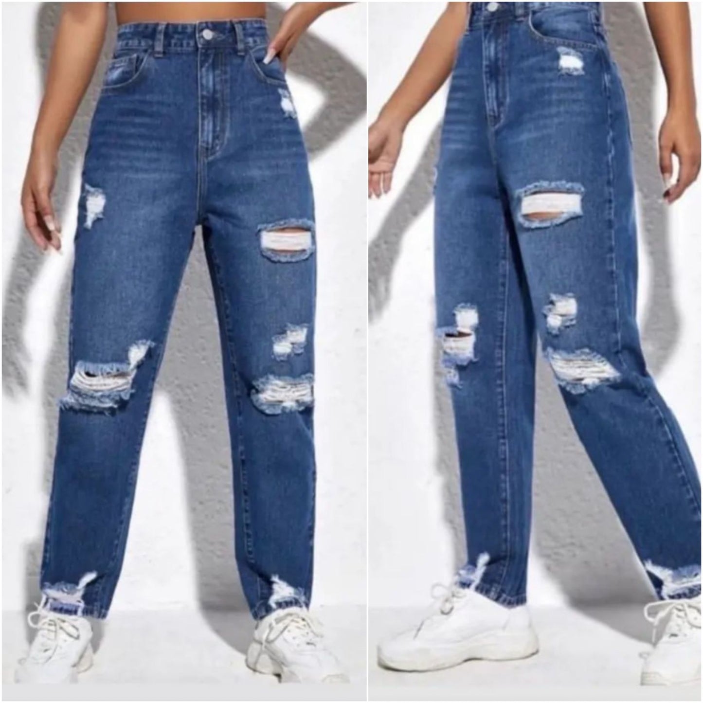 Wide Leg High Waist Rugged Jeans