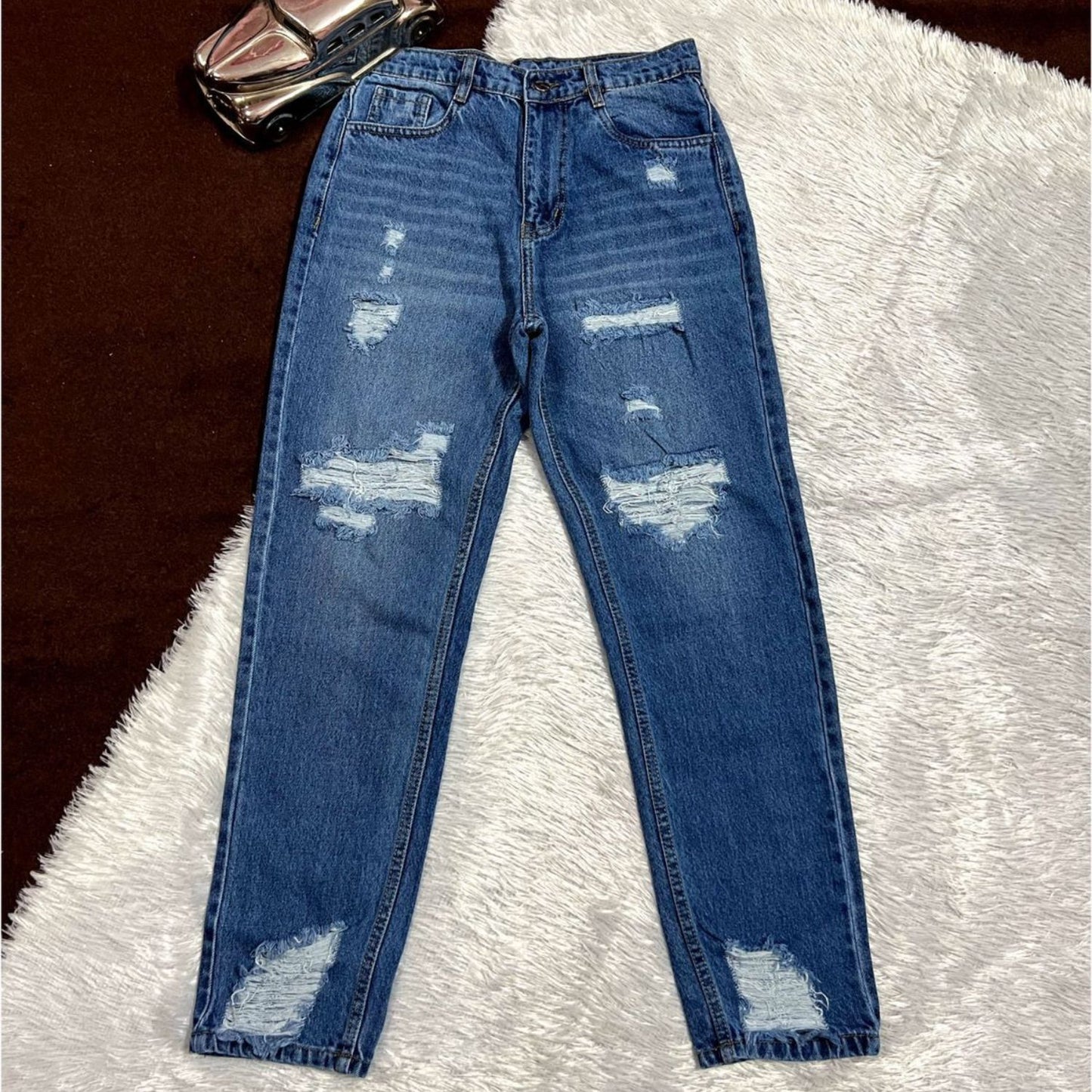 Wide Leg High Waist Rugged Jeans