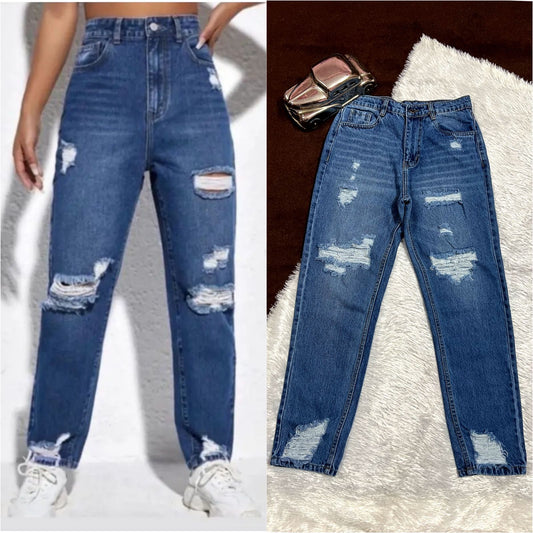 Wide Leg High Waist Rugged Jeans