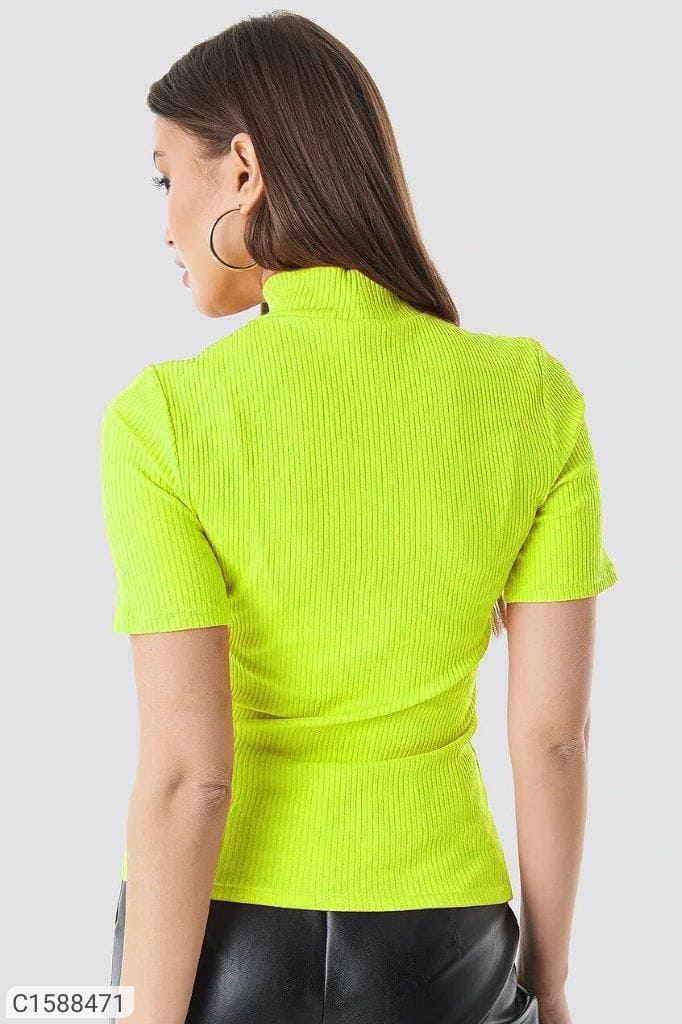 Glow Green Women Solidam T shirt