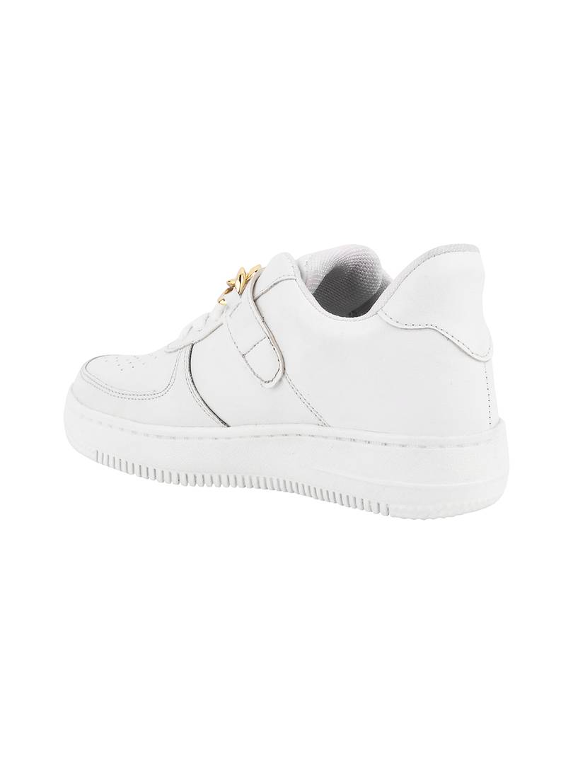 Plat Top White Sneakers with chain