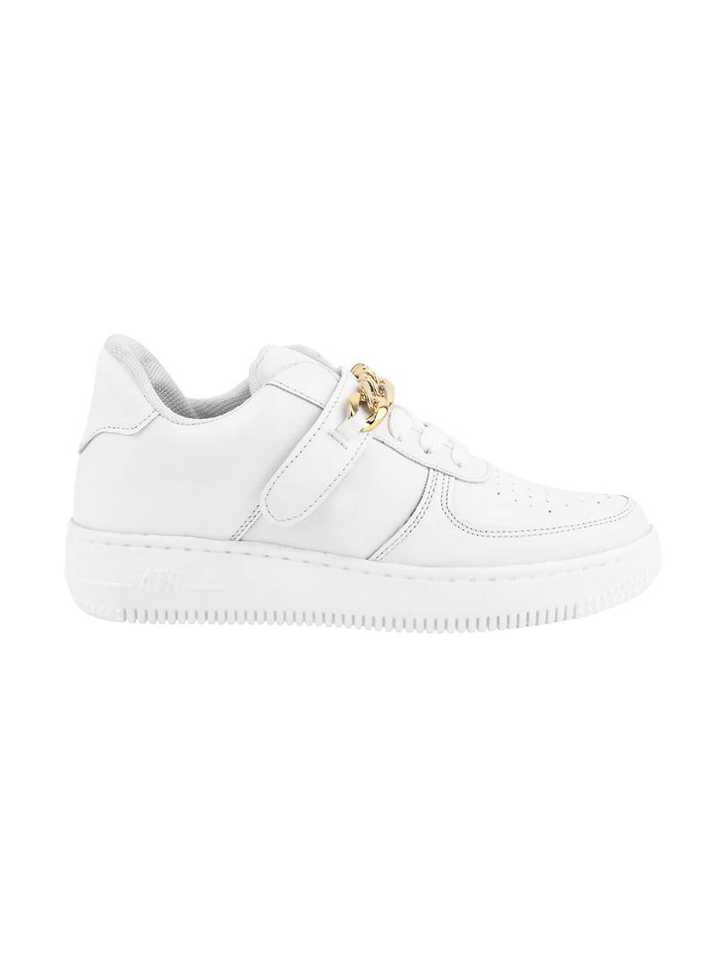 Plat Top White Sneakers with chain