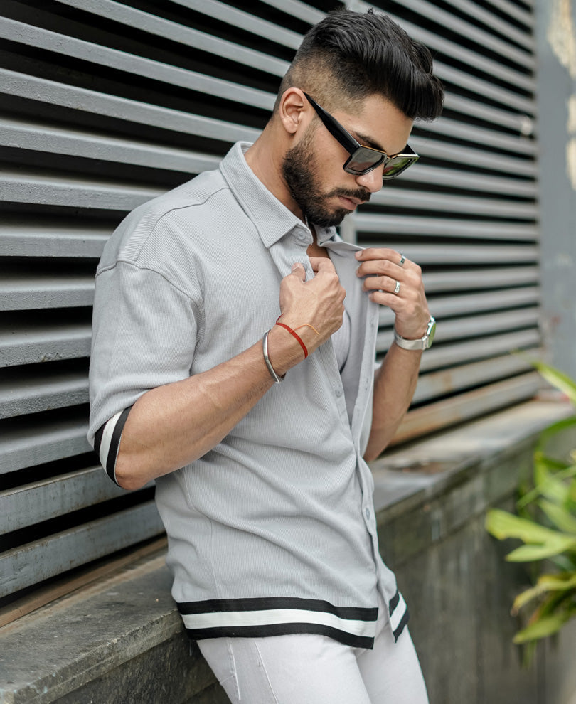 Grey Band Oversize Dropshoulder Shirt