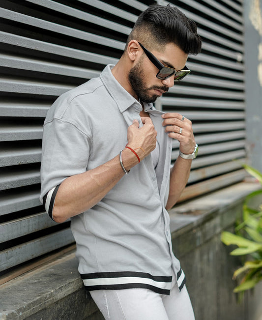 Grey Band Oversize Dropshoulder Shirt