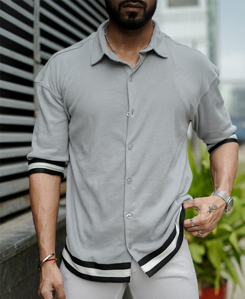 Grey Band Oversize Dropshoulder Shirt