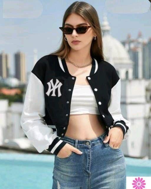Women's Fleece Color Block Cropped Jacket