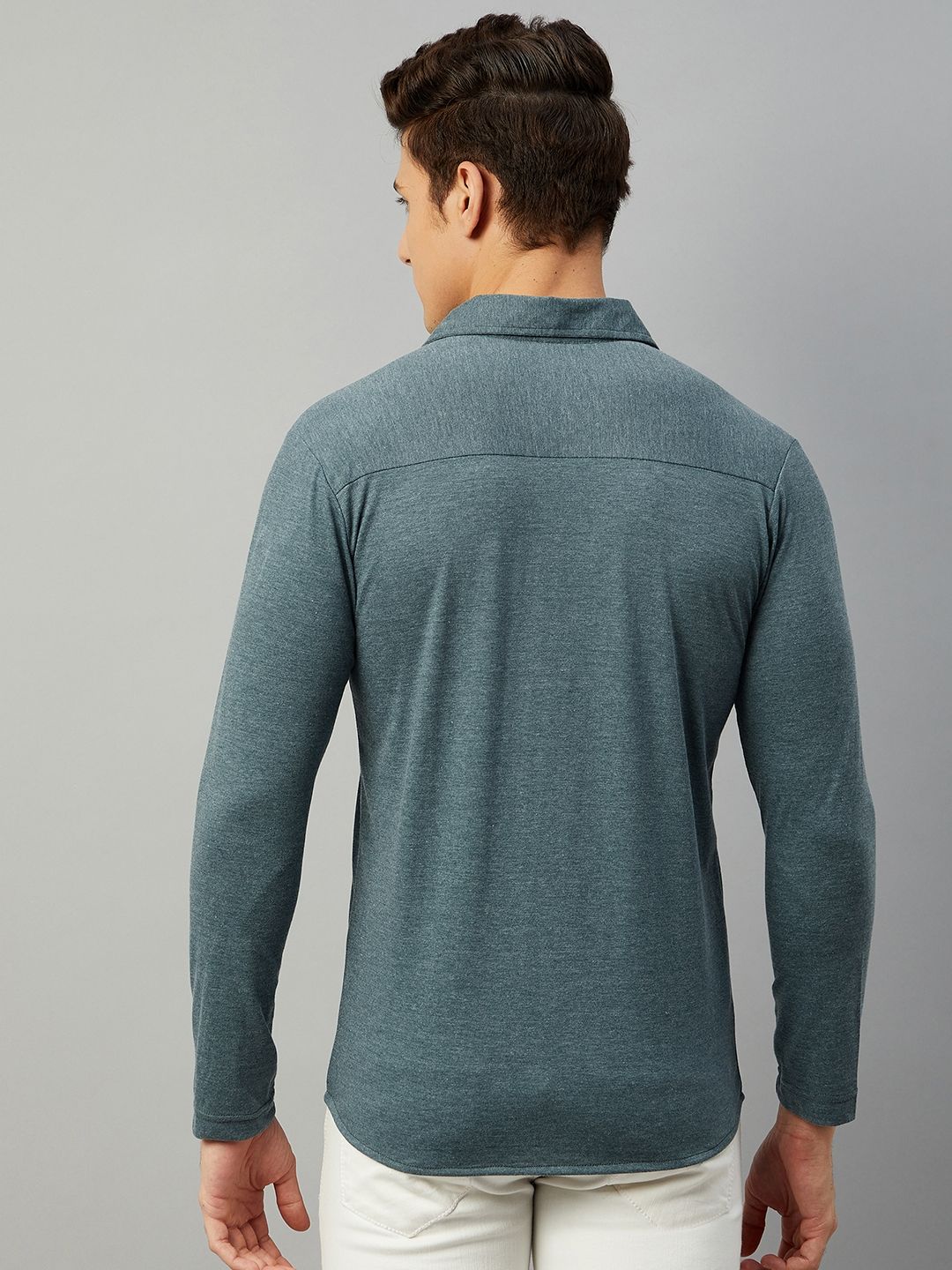 Cotton Blend Solid Full Sleeves Regular Fit Casual Shirt