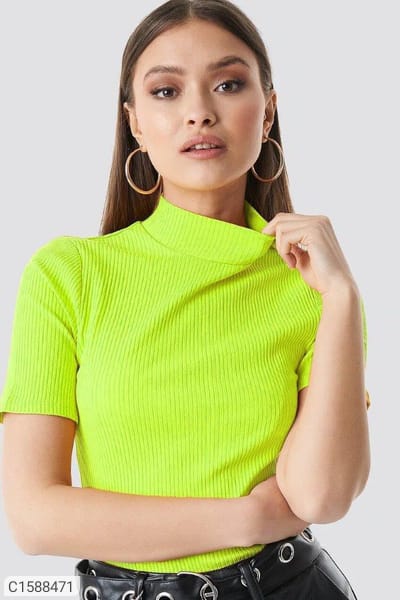 Glow Green Women Solidam T shirt