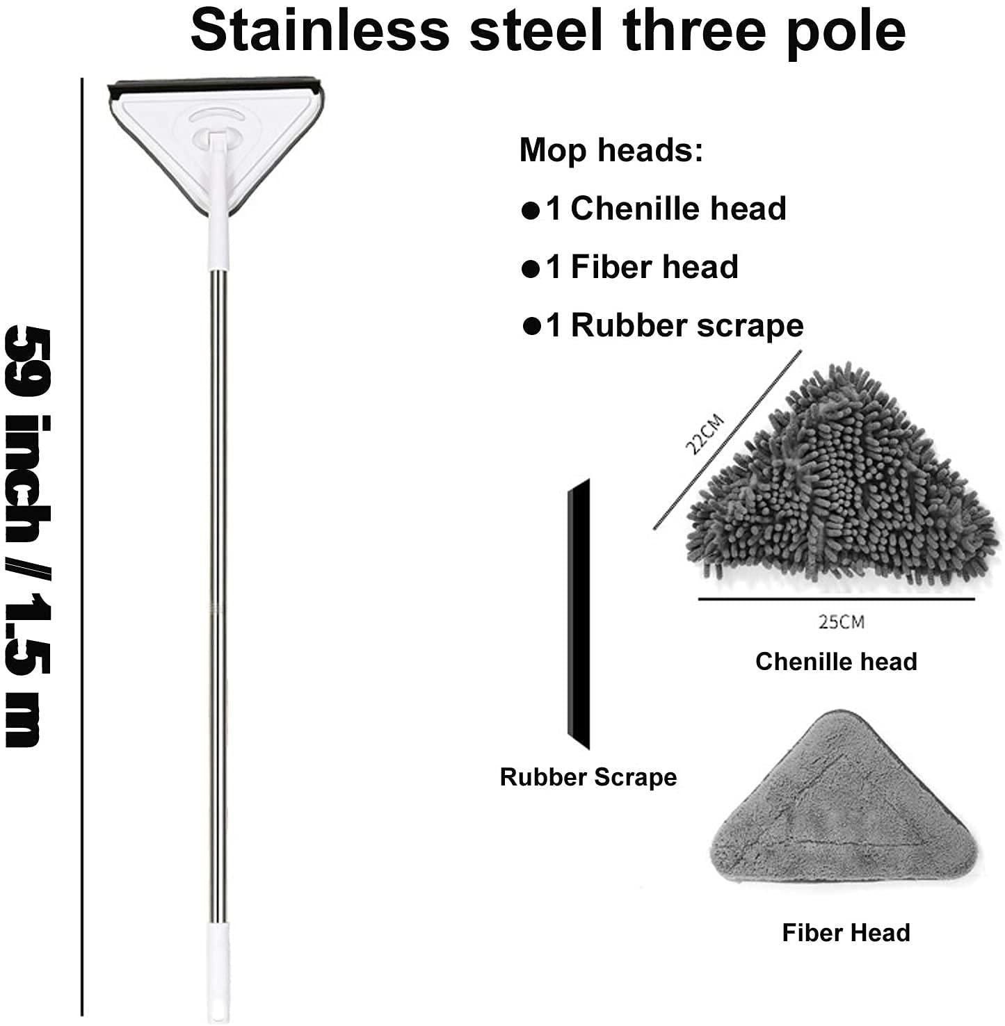 Rotatable Triangle Mop with Long Handle