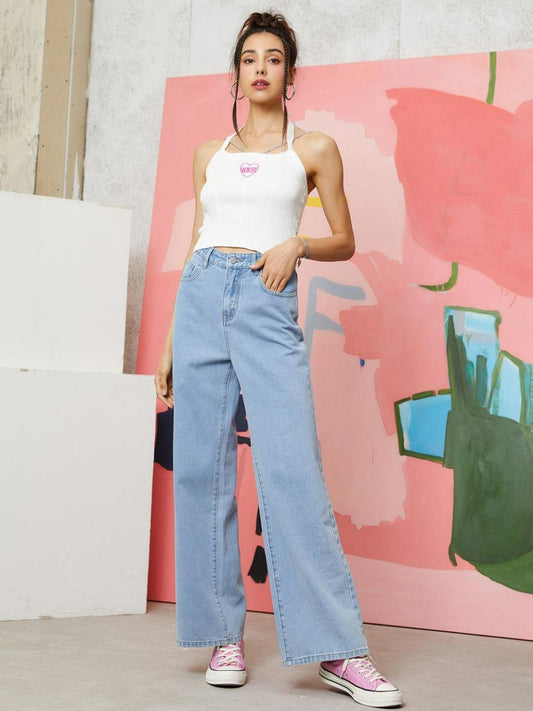 Women's Denim Solid Bell Bottom Jeans