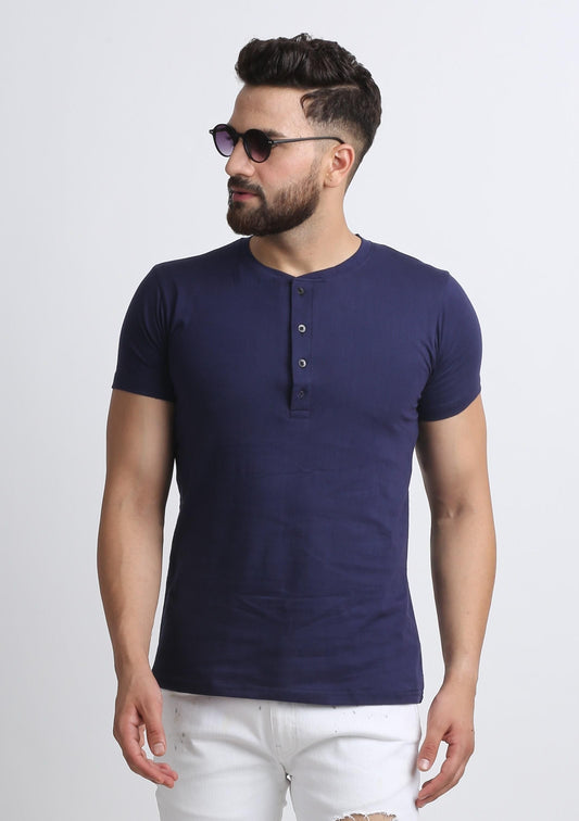 Iza Henley Tee - Blue