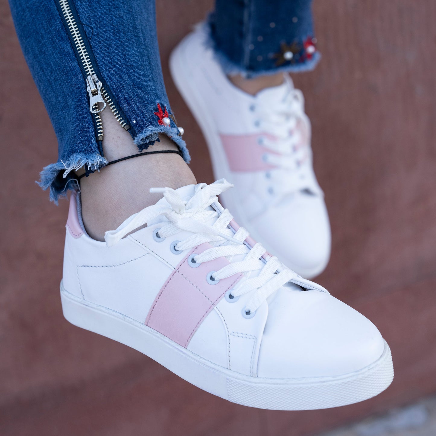 Pean White Sneaker Pink Loop