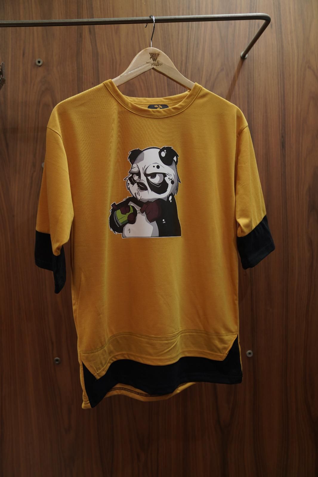 Men Printed Round Neck Yellow T-Shirt