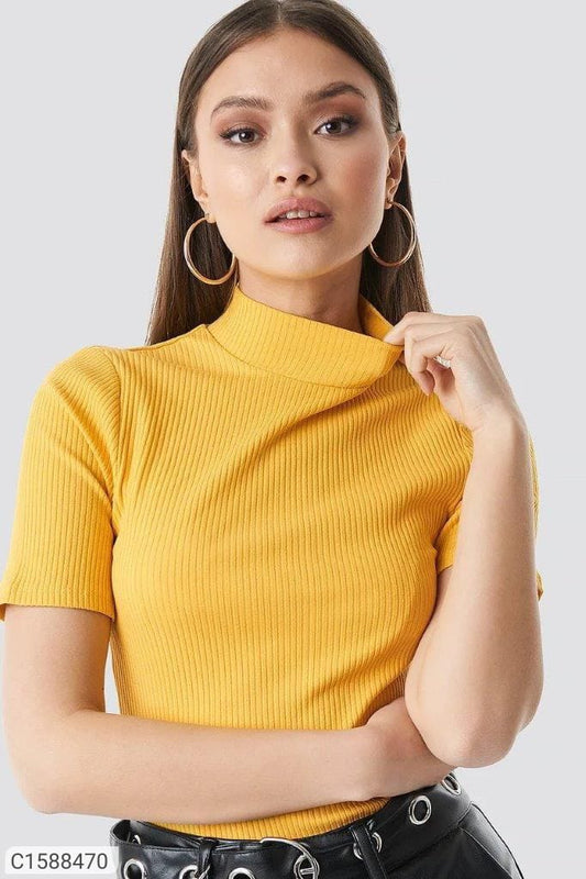 Yellow Women Solidam T shirt