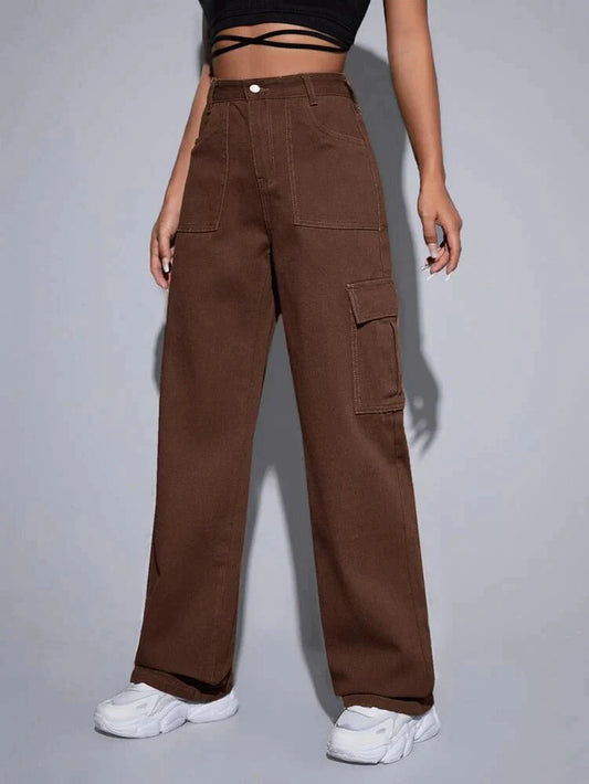 Dolf Brown Baggy Fit Cargo Jeans