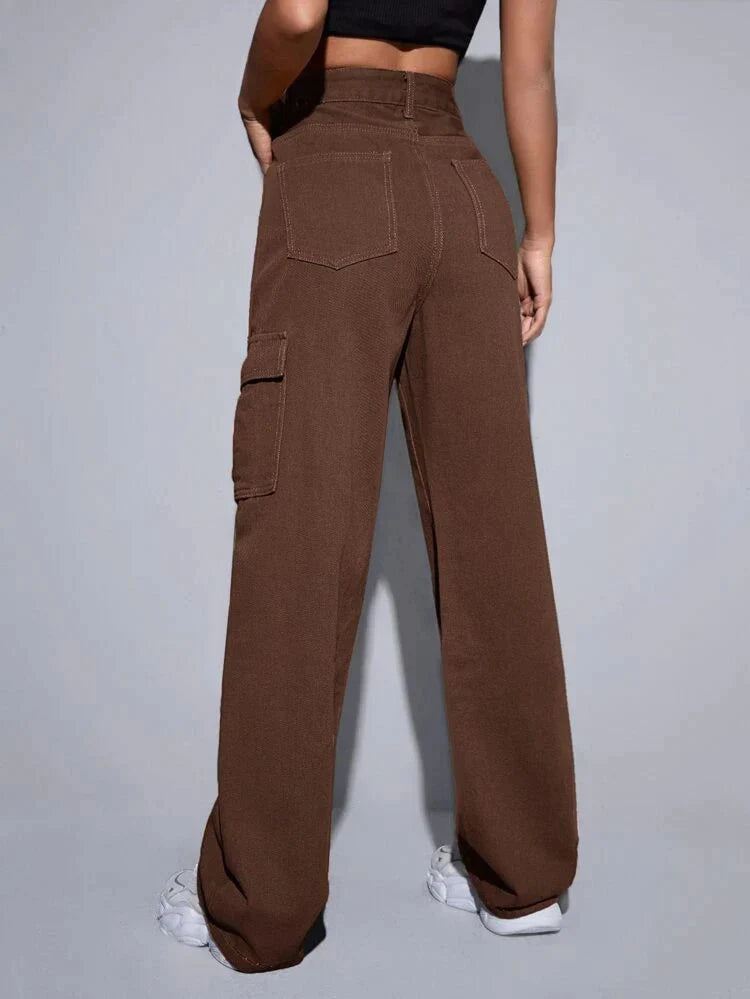Dolf Brown Baggy Fit Cargo Jeans