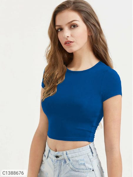 Blue scrop women T shirt