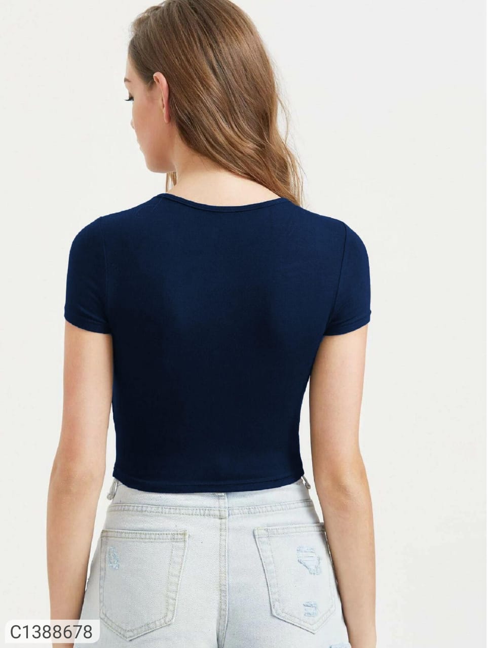 Dark Blue scrop women T shirt