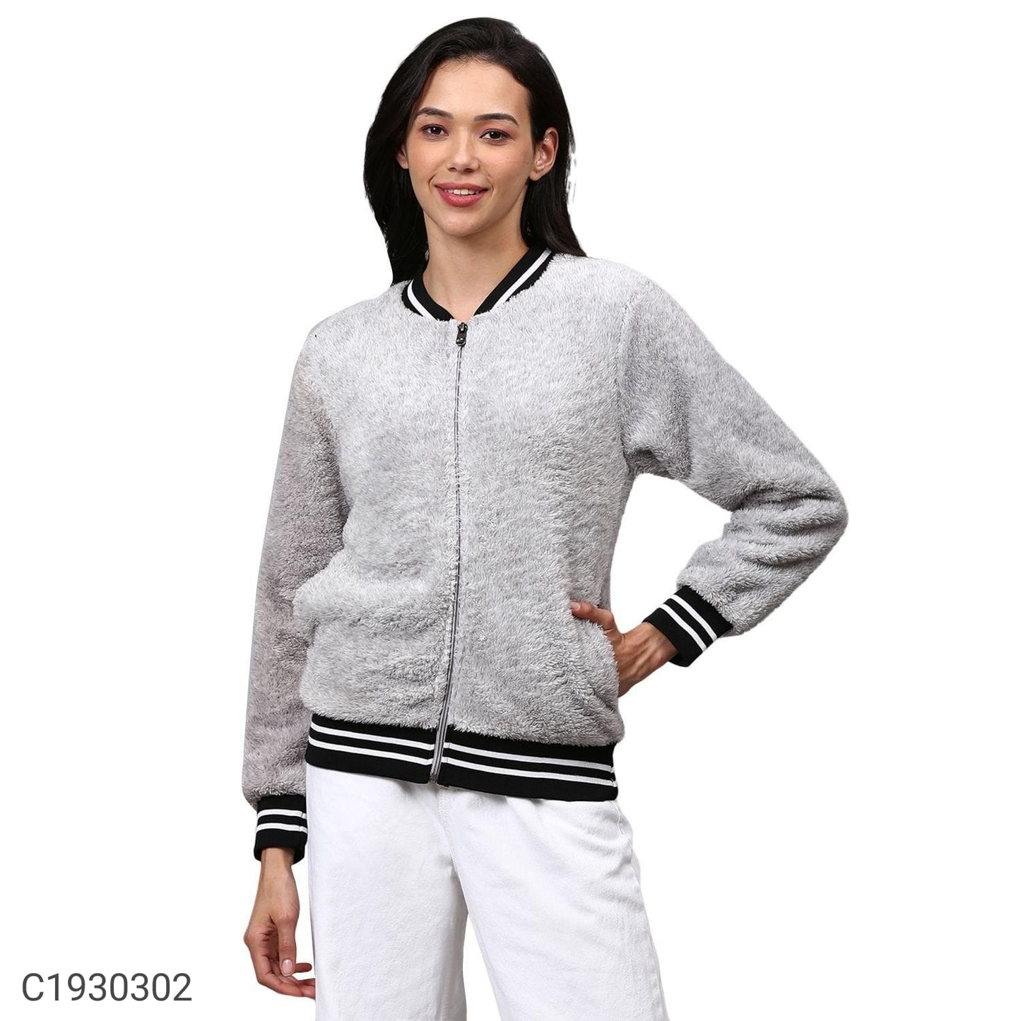 Grey baseball jacket