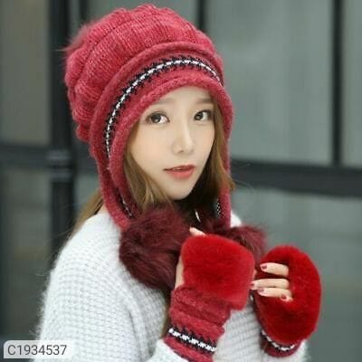 Pom cap with gloves