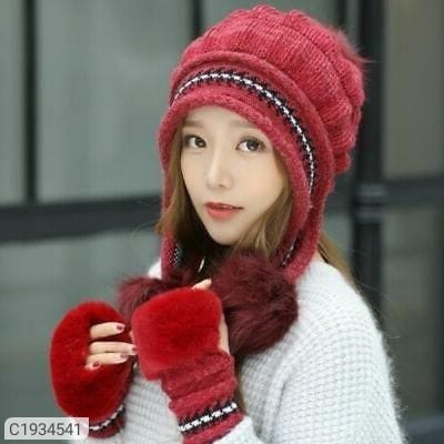 Pom cap with gloves