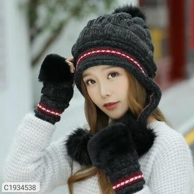 Pom cap with gloves
