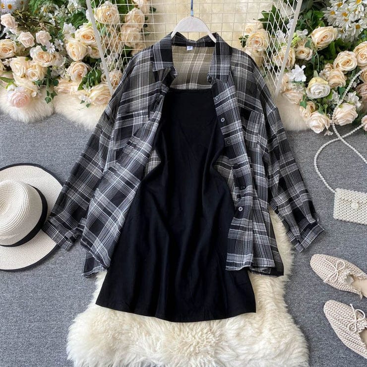 Drap Black Sheer Coord Set ( Top & Shirt)