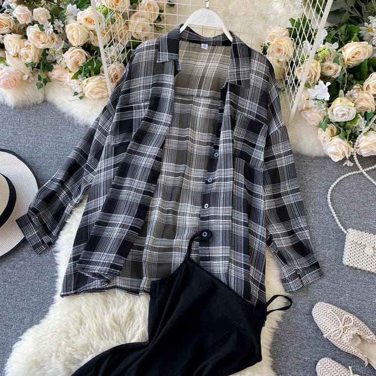 Drap Black Sheer Coord Set ( Top & Shirt)