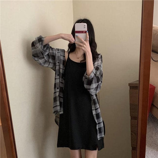 Drap Black Sheer Coord Set ( Top & Shirt)