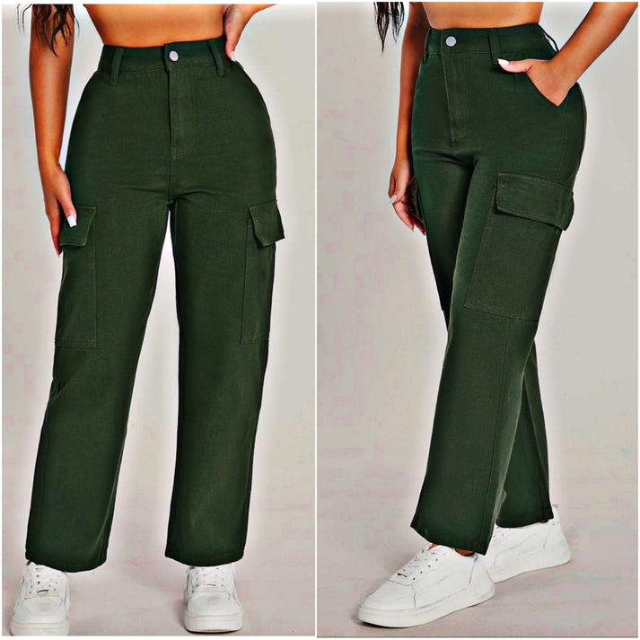 High-Rise Ripped Jeans Green