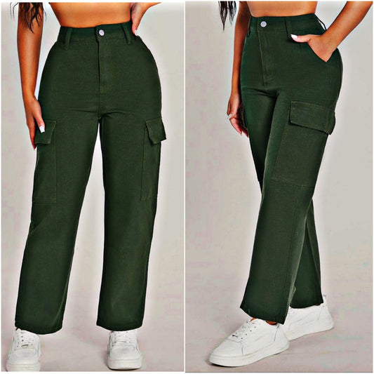 High-Rise Ripped Jeans Green
