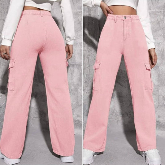 High-Rise Ripped Jeans Peach