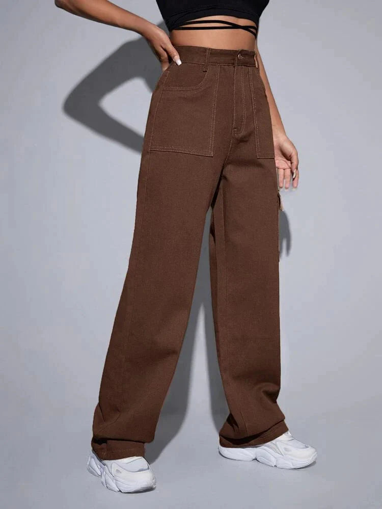 Dolf Brown Baggy Fit Cargo Jeans