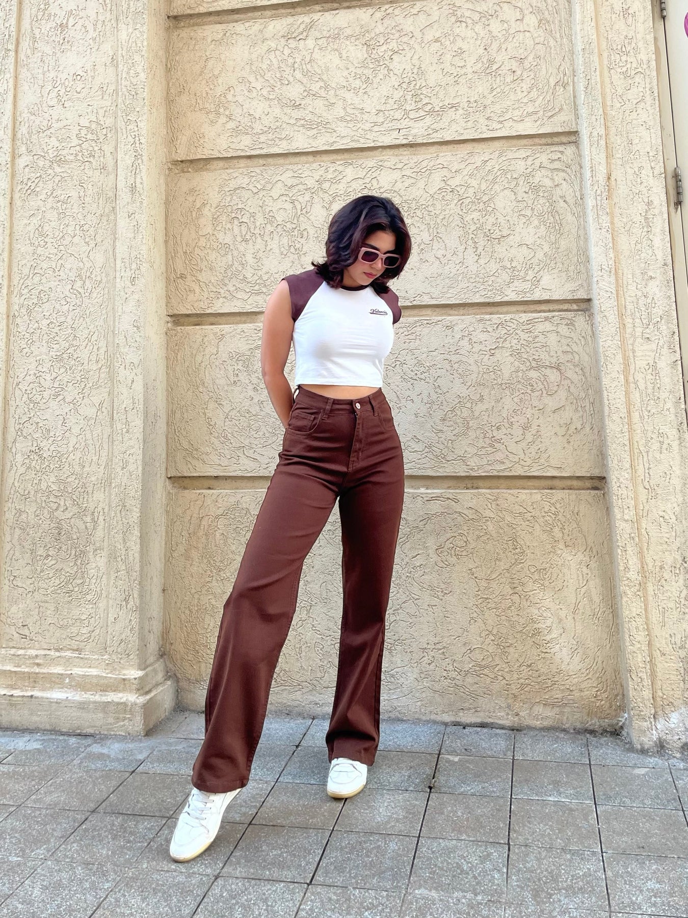 Mocha Brown High-Rise Ripped Jeans Red - SPP