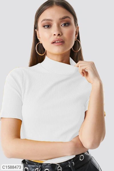 White Women Solidam T shirt